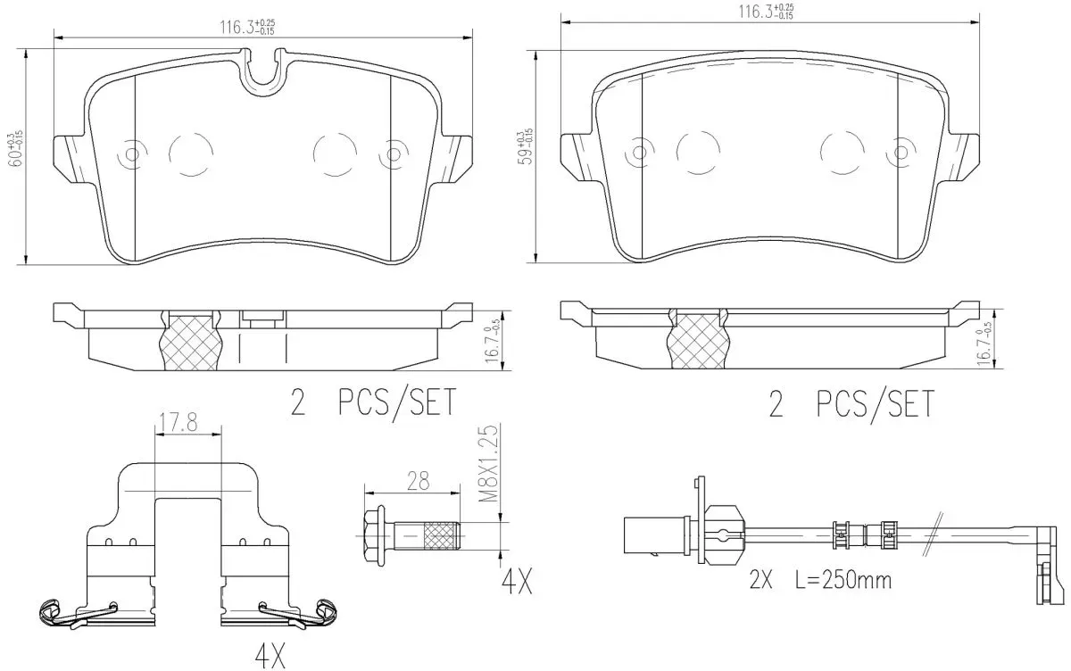 Remblokkenset, schijfrem XTRA LINE - Ceramic BREMBO P85120NX