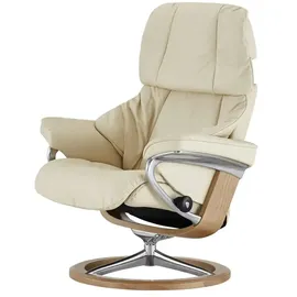 Stressless Relaxsessel Reno M Leder 83 x 110 x 76 cm Creme mit Hocker