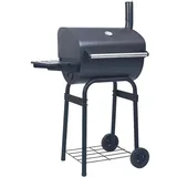 vidaXL Holzkohlegrill Smoker mit Unterer Ablage schwarz