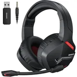 BINNUNE Gaming Headset, Wireless Headset für PS4 PS5 PC Playstation 4 5, Gaming Kopfhörer mit Mikrofon Bluetooth USB Gaming Headset Wireless mit 120 Stunden Akkulaufzeit