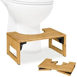 Relaxdays Toilettenhocker, klappbar, Stuhlgang Unterstützung, WC Hocker Erwachsene, Bambus, HBT: 18,5x43x27,5 cm, natur