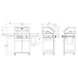 FEUERGOTT Gas-Grillstation Hektor 3B-S inkl. Abdeckhaube