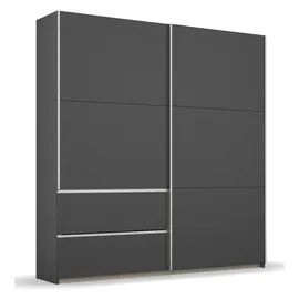 Rauch Möbel Sevilla Schrank Kleiderschrank Schwebetürenschrank, Grau metallic, Schwarz, Griffleisten alufarbig, 2-türig, inkl. 2 Kleiderstangen, 2 Einlegeböden BxHxT 175x210x59 cm