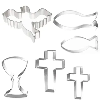 Ausstechformen Set,Fisch Kreuz Taube Kelch Keksausstecher Ausstechform Plätzchenformen Formen,6 Stück Ausstecher Ausstechformen,Cookie Cutter für Kommunion Konfirmation Taufe