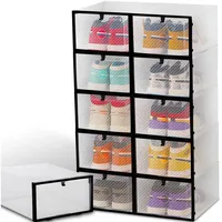 Retoo Schuhregal 10 x Schuhboxen Stapelbare Aufbewahrungsboxen Kunststoffbox Schuhregal, Set, Organisation, Schutz vor Staub und Feuchtigkeit, Platzsparend weiß