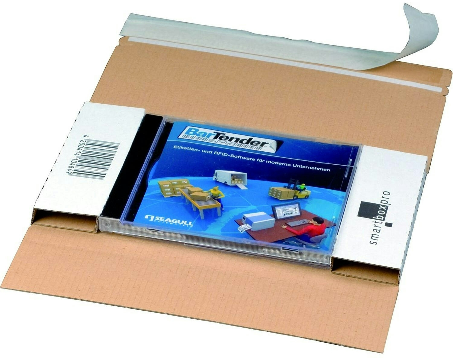 1-PACK 100x CD-Jewel-Mailer DIN Lang 225x125mm mit Fenster links | Selbstklebeverschluss & Aufreißfaden für 1 CD / DVD mit Hülle