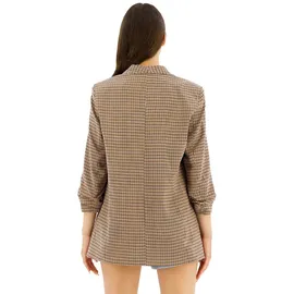 Pieces Boss 3/4 Printed Blazer - Silver Mink / Aop Houndstooth - M