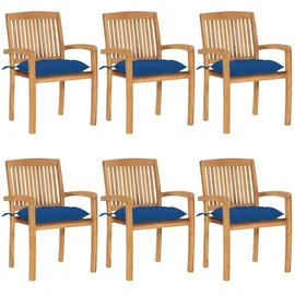 vidaXL Stapelbare Gartenstühle mit Kissen 59 x 95,5 x 26 cm blau 6 St.