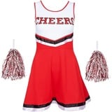 REDSTAR FANCY DRESS Cheerleader Kostüm Kinder mit High School Cheerleader Pompons – Halloween Kostüm Teenager Mädchen – Kinderkostüm Faschingskostüme Kinder, Karneval, Party