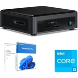 Intel NUC Mini PC, Windows 11 Pro, Office 2019, 8GB RAM 512GB NVME SSD, WIFI 6, HDMI, USB C, inkl. VESA Halterung Kit