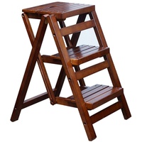 Pealihuy Klappbare Stufen Treppenleitern 3 Trittleiter Holz Tritthocker/Stuhl, klappbarer Treppenhocker Mehrzweck-Tritthocker Hausgartenwerkzeug Gummi-Holz-Trittleiter