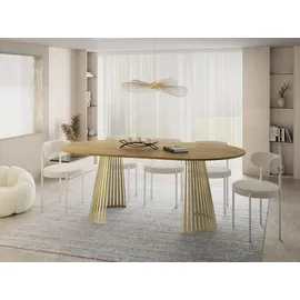 WFL GROUP Esstisch Ø 100 bis 180 cm braun