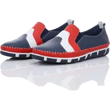 Gemini Damen Slipper Leder mehrfarbig im Retro Look mit Wechselsohle 395415-01, Größe:42 EU, Farbe:Blau - Blau - 42