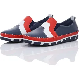 Gemini Damen Slipper Leder mehrfarbig im Retro Look mit Wechselsohle 395415-01, Größe:42 EU, Farbe:Blau - Blau - 42