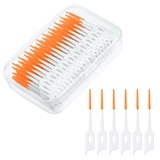 URAQT Interdentalbürsten, 220 Stück Silikon Zahnzwischenraumbürsten, Tragbarer Zahnbürsten Dual-Use Zahnseide Stick Interdentalbürste, Dentalbürsten für Zahnreinigung zwischenräume Werkzeug (Orange)