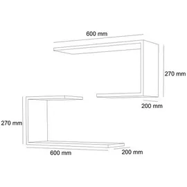 [en.casa] Årslev Wandregal 27 x 60 x 20 cm Schwarz