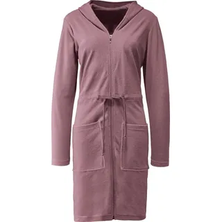 Erwin Müller Leichtfrottier Bademantel mit Kapuze in mauve | Gr.: 48/50