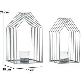 Marrakesch Orient & Mediterran Interior 2er Set Skandinavische Deko Windlicht Teelichthalter Carlon Grau