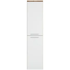 Badplaats Badezimmerschrank, Eiche Weiß - Badezimmer Badschrank Saturnus 130cm - Regal Schrank