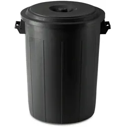 Allzwecktonne, Tonne mit Deckel, Aufbewahrungstonne schwarz, 70 Liter
