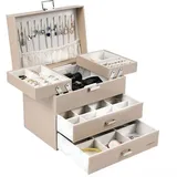 luxuskollektion Schmuckboxen mit 4 Ebenen Champagnerfarben/beige