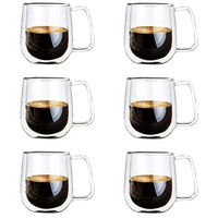 Vicloon Cafissimo Espresso Latte Glastassen,Doppelwandig Kaffee- Tee-Glas,Macchiato Tassenset Glas (6PCS)