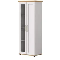 Inn.furn Vitrine, Eiche Artisan, Weiß, Kunststoff, Nachbildung,Lärche, Eiche, Uni,