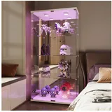 Furnishings Home Glasvitrine Vitrine Doppeltür Hoch Eckvitrine, Mit Sicherheitsschloss (Größe:80 x 163 x 36 cm, 1 tlg) Standvitrine, Mit LED-Beleuchtung, perfekt für Sammler, vielseitig weiß 80 cm x 164 cm x 36 cm