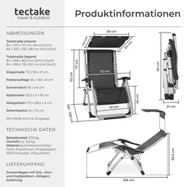Tectake Cloud II Sonnenliege 93 x 73 x 168 cm Schwarz
