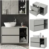 Vicco Waschtischunterschrank Waschbeckenunterschrank Viola Grau Anthrazit modern 100x60 cm Badkommode Badschrank Badezimmer Schrank Badmöbel Schranktür Schrankfach