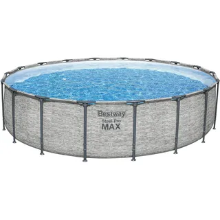 Steel Pro MAXTM Solo Pool ohne Zubehör Ø 549 x 122 cm, Steinwand-Optik (Cremegrau...