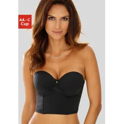 Corsage LASCANA, Damen, Gr. 75, Cup AA, schwarz, Obermaterial: 85% Polyamid, 15% Elasthan, sexy, Corsagen, mit herausnehmbaren Push-up Kissen, sexy Dessous