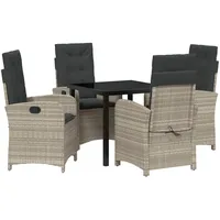 VidaXL 5-teiliges Garten-Dining-Set mit Kissen Hellgrau Poly-Rattan
