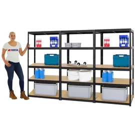 Proregal Schwerlastregal Metall 180x90x60 cm schwarz 5 Ebenen