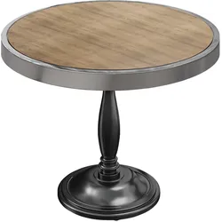 BD | Bistro Tisch | Ø 70 x 78 cm | Rund | Chromrahmen | Eiche / Schwarz