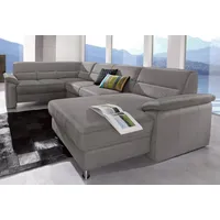 sit&more Wohnlandschaft Ascara U-Form, inklusive Boxspring/Federkern-Polsterung, wahlweise mit Bettfunktion grau