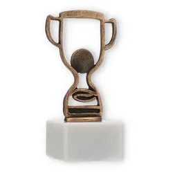 Pokal Konturfigur Pokal altgold auf weißem Marmorsockel 16,1cm