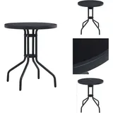 Gartentisch Schwarz 60 cm Stahl und Glas - Gartentisch - Runder Tisch - Outdoor Tisch - Balkontisch - Terrassenmöbel