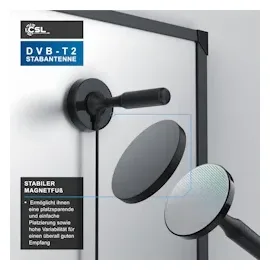 CSL DVB-T, DVB-T2 Stabantenne für Innenbereich, digitale Antenne mit 4m Kabel / inkl. F-Stecker Adapter