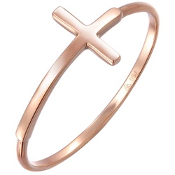 Elli PREMIUM Bandring Kreuz Symbol Basic Modern 750 Roségold 52 Damen 