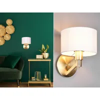 MeineWunschleuchte LED Wandleuchte Messing mit Schalter, Stecker & Stoffschirm