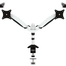 Jenimage FD220TK-Tischhalterung - 2 Monitore Neigen -90 bis +85 Grad Drehen 180 Grad Schwenken 360 Grad fuer 15 bis 27 Tisch/Bank Schwarz, Edelstahl, Weiß