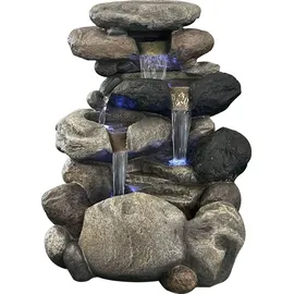 Köhko Gartenbrunnen Kieselstein mit 4X LED Beleuchtung