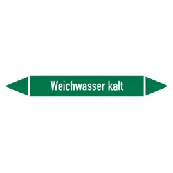 Rohrleitungskennzeichen Weichwasser kalt - 100x15 mm Folie selbstklebend