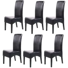 Mendler Esszimmerstuhl Latina Leder schwarz 6er Set