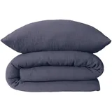 SCHIESSER Bettwäsche »Molly aus softer Musselin-Qualität in gedeckten, natürlichen Farben«, (2 tlg.), MADE IN GREEN by Oeko-Tex blau