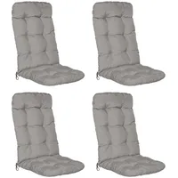 Beautissu 4er Set Hochlehner Auflage Flair HL 120x50x8 cmHellgrau