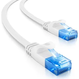 deleyCON 25m CAT6 Flaches Netzwerkkabel 1,5mm Flachbandkabel U-UTP RJ45 - UUTP Patchkabel für DSL LAN Switch Router Modem Patchpanel - Weiß