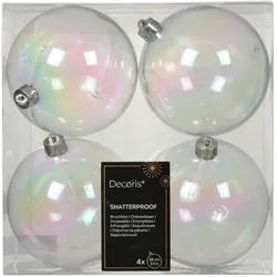 4 Weihnachtskugeln 10cm Kunststoff klassisch & bruchsicher Christbaumkugeln Weihnachtsbaumkugeln Christbaumschmuck Klar irisierend