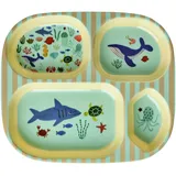 Rice Kinderteller mit 4er Einteilung Blue Ocean Print